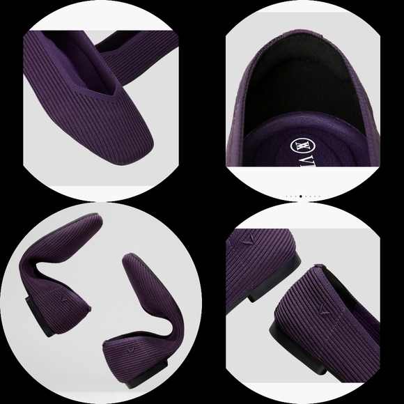 VIVAIA Women's Square-Toe V-Cut Flats (Margot 2.0) Eggplant Size EUR 39 US 8 - Picture 2 of 16